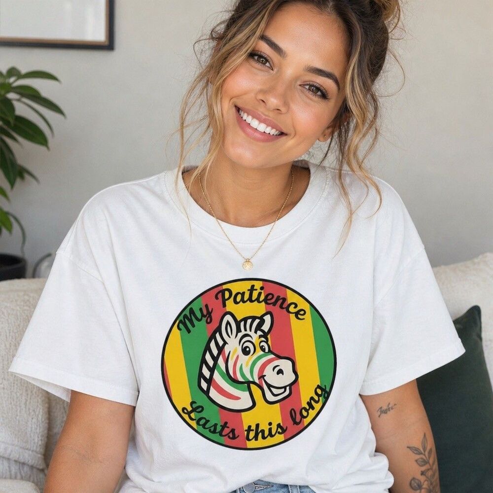 Comfort Colors T-Shirt Unisex Size L White Fruit Stripe Gum Mascot Zebra